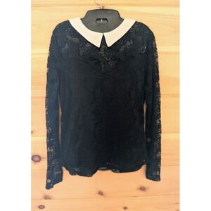 Paris Gothic Lace Peter Pan Collar Top Womens XL Dark Academia Fairy Grunge